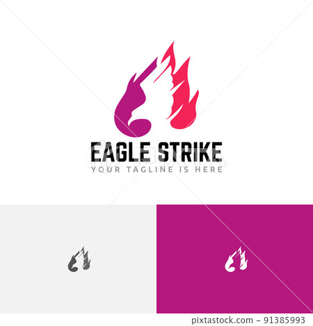 Eagle Strike Hawk Falcon Fly Attack Fire Negative Space Logo 91385993