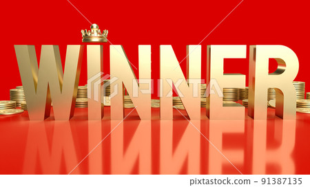 The gold winner on red background for business or challenge concept 3d rendering The gold winner on red background for business or challenge concept 3d rendering 91387135
