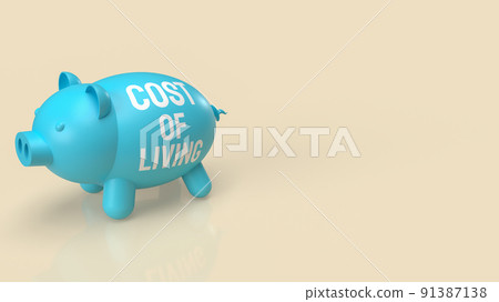 blue piggy bank for cost of living concept 3d rendering blue piggy bank for cost of living concept 3d rendering 91387138