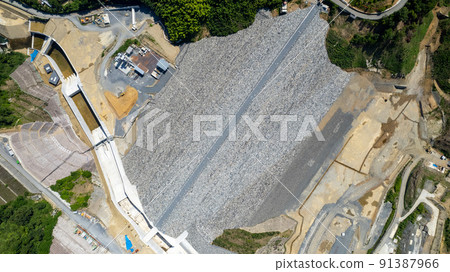 June 2022. Photographing the Aigawa Dam under construction in Ibaraki City, Osaka Prefecture with a drone June 2022. Photographing the Aigawa Dam under construction in Ibaraki City, Osaka Prefecture with a drone 91387966