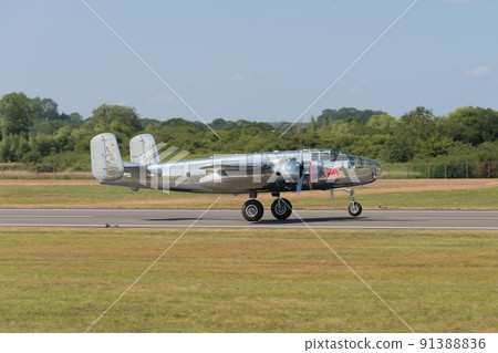 North American B-25J Mitchell bomber takeoff North American B-25J Mitchell bomber takeoff 91388836