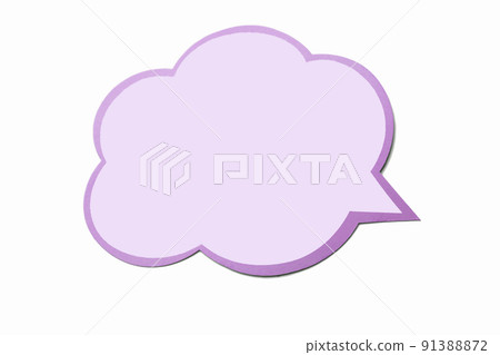 Lilac speech bubble as a cloud with purple border isolated on empty white background. 91388872