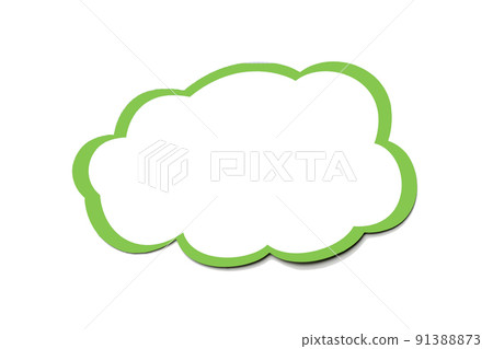 Green speech bubble as a cloud with olive border isolated on empty white background. 91388873