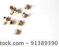 Plumbing faucet and brass fittings on the white background repairing or replacing different equipment 91389390