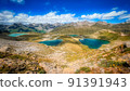 Four lakes in high mountain, Italy 91391943