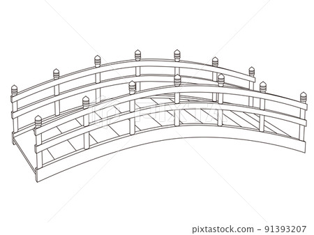 日式橋,鼓橋,黑白 日式橋,鼓橋,黑白 91393207