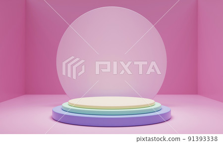 Abstract geometric shape in pastel colors for product podium presentation background. Art and Color concept. 3D illustration rendering Abstract geometric shape in pastel colors for product podium presentation background. Art and Color concept. 3D illustration rendering 91393338