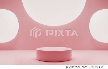 Abstract geometric shape in pink pastel colors for product podium presentation background. Art and Color concept. 3D illustration rendering Abstract geometric shape in pink pastel colors for product podium presentation background. Art and Color concept. 3D illustration rendering 91393340