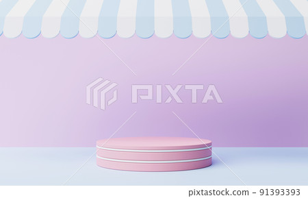 Minimal product podium stage storefront roof in colorful pastel color and geometric shape and minimal cloud for presentation background. Abstract background concept. 3D illustration rendering Minimal product podium stage storefront roof in colorful pastel color and geometric shape and minimal cloud for presentation background. Abstract background concept. 3D illustration rendering 91393393