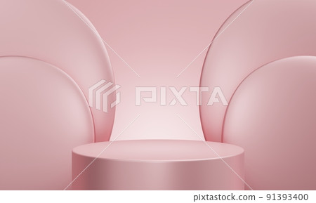 Minimal product podium stage with metallic pastel pink color and geometric shape for presentation background. Abstract background and decoration scene template. 3D illustration rendering Minimal product podium stage with metallic pastel pink color and geometric shape for presentation background. Abstract background and decoration scene template. 3D illustration rendering 91393400