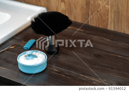 Brush for shaving beard in hair salon for men, barber shop Brush for shaving beard in hair salon for men, barber shop 91394012