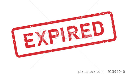 Red grunge expired rubber stamp. Expiration date stamp. Grunge vintage square label. Vector illustration isolated on white background Red grunge expired rubber stamp. Expiration date stamp. Grunge vintage square label. Vector illustration isolated on white background 91394040