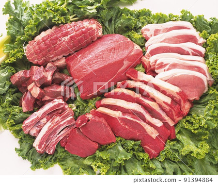 Ingredient&#39;s of fresh meat ready to cook on barbecue 91394884