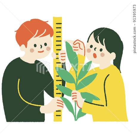 Measuring Tree Icon Boys and girls measuring tree height - Stock Illustration [91395973 ...