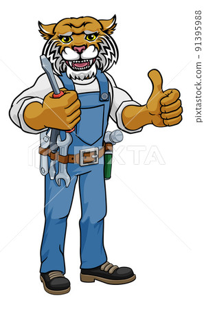 Wildcat Electrician Handyman Holding Screwdriver Wildcat Electrician Handyman Holding Screwdriver 91395988