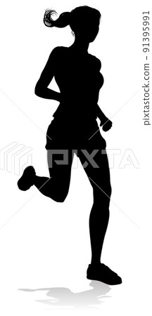 Silhouette Runner Woman Sprinter or Jogger Person Silhouette Runner Woman Sprinter or Jogger Person 91395991