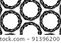3d render. Black and white stripes are twisted forming complex symmetric periodic structures like ornament pattern for kaleidoscope 91396200