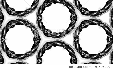 3d render. Black and white stripes are twisted forming complex symmetric periodic structures like ornament pattern for kaleidoscope 91396200