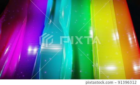 3d rendering. Abstract 3D surface with beautiful waves, luminous sparkles and bright rainbow color gradient. Waves on very shiny, glossy surface with glow glitter 3d rendering. Abstract 3D surface with beautiful waves, luminous sparkles and bright rainbow color gradient. Waves on very shiny, glossy surface with glow glitter 91396312