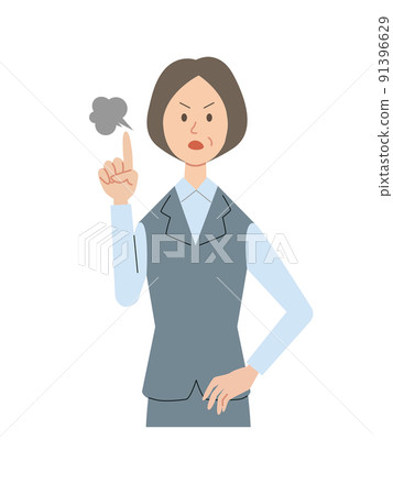 Middle business woman who gets angry with her index finger 91396629