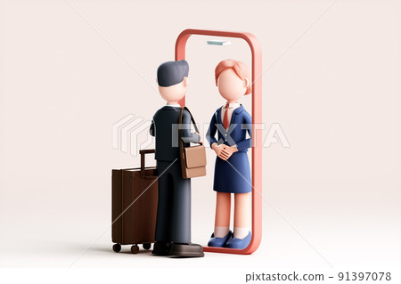 3D rendering of cartoon man and woman 3D rendering of cartoon man and woman 91397078