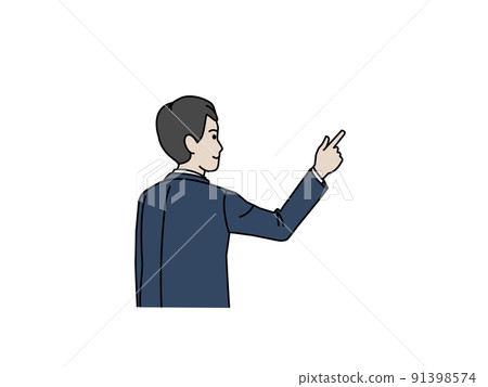 A male office worker in a suit pointing his finger, a businessman A male office worker in a suit pointing his finger, a businessman 91398574