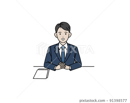 演示公告，談話，穿西裝的男性上班族，商人工作 91398577