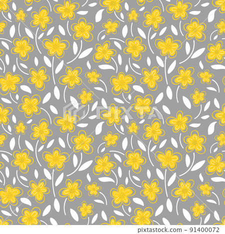 Yellow flowers on a gray background pattern 91400072