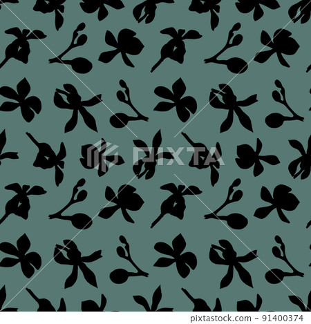 seamless Botanical pattern of Orchid silhouettes on a green background. Beautiful Botanical illustration of orchids. Design for textiles, postcards, web seamless Botanical pattern of Orchid silhouettes on a green background. Beautiful Botanical illustration of orchids. Design for textiles, postcards, web 91400374