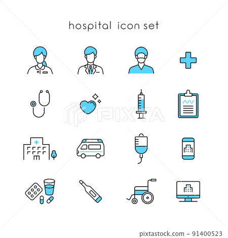 Hospital icon set 91400523