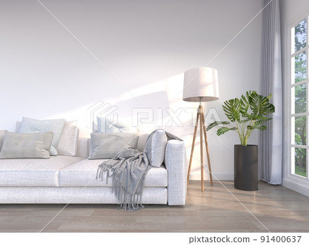 white sofa in white room,3d rendering white sofa in white room,3d rendering 91400637