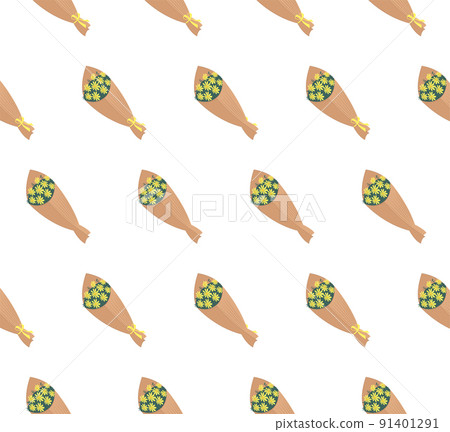 Bouquet of yellow flowers pattern. Floral concept. Vector illustration in flat style. 91401291