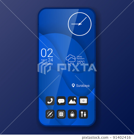 blue theme user interface realistic smartphone design blue theme user interface realistic smartphone design 91402416