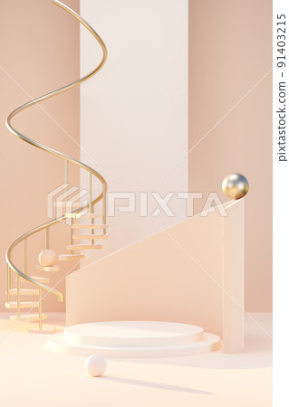 3D render blue podium with stairway texture in pink background abstract content 3D render blue podium with stairway texture in pink background abstract content 91403215