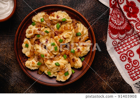Dumplings, filled with mashed potatoes. Dumplings, filled with mashed potatoes. 91403908
