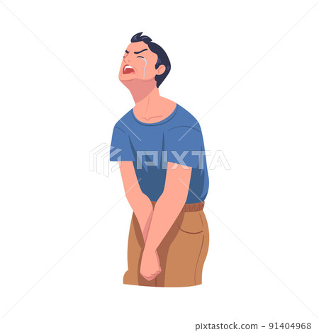 Crying Man Character Weeping and Sobbing from Sorrow and Grief Feeling Sad and Upset Vector Illustration Crying Man Character Weeping and Sobbing from Sorrow and Grief Feeling Sad and Upset Vector Illustration 91404968