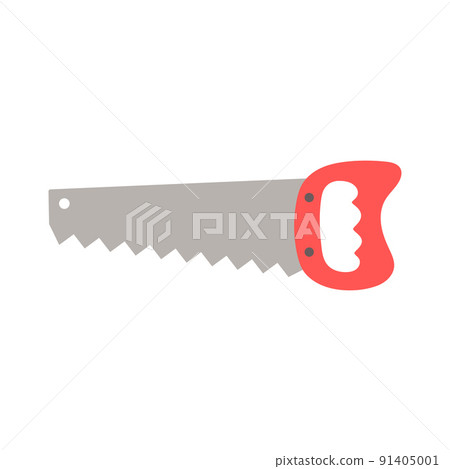 vector illustration of cartoon handsaw isolated on white 91405001