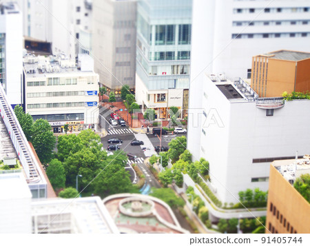 Landscape cityscape around Osaka station tilt shift Landscape cityscape around Osaka station tilt shift 91405744