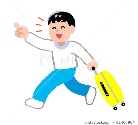 Traveling plain clothes men traveling with a carry case (handwritten color) Traveling plain clothes men traveling with a carry case (handwritten color) 91405964