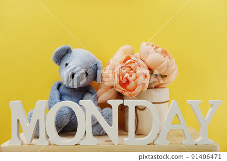 hello monday wooden letter alphabet on wooden background hello monday wooden letter alphabet on wooden background 91406471