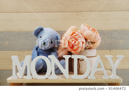 hello monday wooden letter alphabet on wooden background hello monday wooden letter alphabet on wooden background 91406472