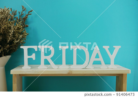 friday word decorative letters on wooden background friday word decorative letters on wooden background 91406473