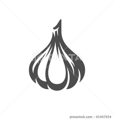 Organic whole garlic with peel aromatic spicy farm vegetable cooking ingredient vintage icon vector 91407934
