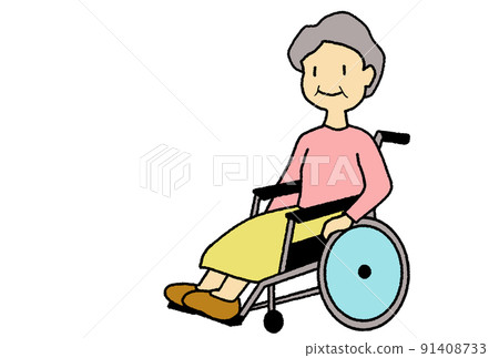 坐在輪椅上的老婦人 坐在輪椅上的老婦人 91408733