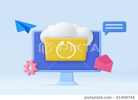 3d Cloud storage icon. 91409748