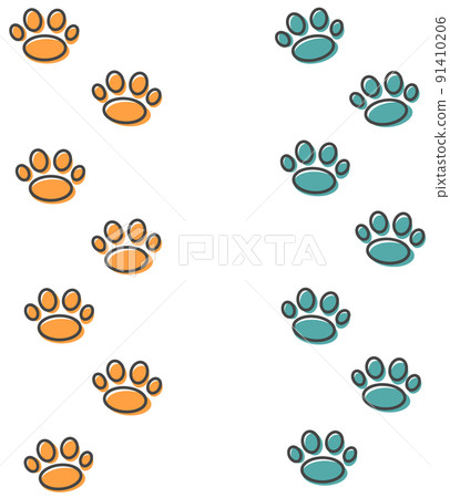 Footprints of paws walked by animals 91410206
