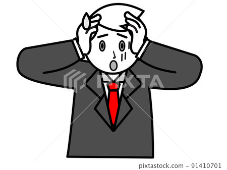 Caucasian man in a suit panicking - Stock Illustration [91410701] - PIXTA