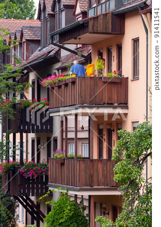 Historical part of the old town of Nuremberg, Franconia, Germany. 91411541
