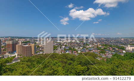 Akita Kubota Castle overlooking Akita city area 91412279