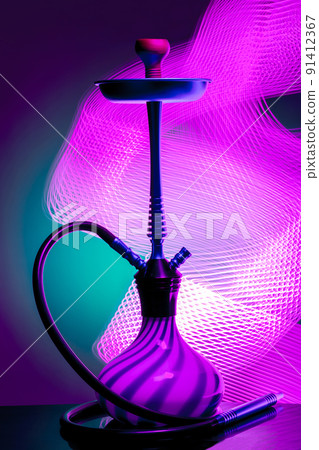 Blue hookah. Interesting background. Abstract background. Disco background Blue hookah. Interesting background. Abstract background. Disco background 91412367